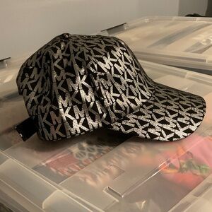 Michael Kors Black and Silver Patterned Cap